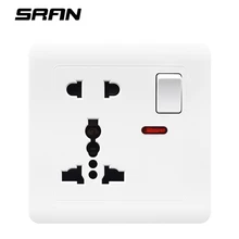 13A универсальная стандартная розетка с пятью отверстиями, светильник с выключателем, белая огнестойкая поликарбонатная панель, домашняя розетка