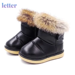 Inverno do bebê botas de neve quente pelúcia coelho peles crianças botas de inverno crianças meninas meninos sapatos