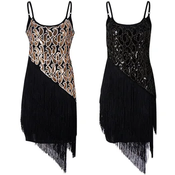 

The Popular Style of Vintage Tassel Dress Sequins Hand-knit Dance Sling Dress Competition Dresses Latin Women Lolita Dress