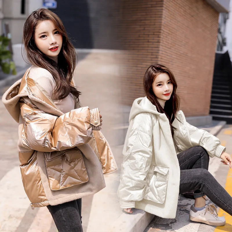 

2019 Winter New Style Fashion Loose Shorts Mink Cashmere Joint Cotton Overcoat Women's