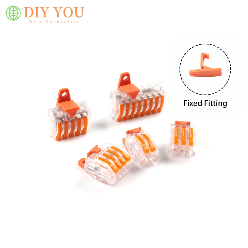 

30/50/100PCS Mini Fast Wire Connectors Universal Compact PCT 222-412 Push-in Wiring Conductor Terminal Block With fixing Fitting