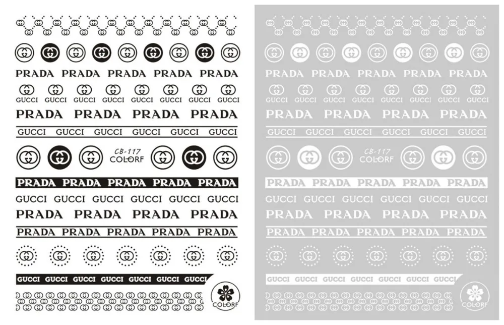 5 шт./лот черный и белый спортивный стиль фирменный логотип 3D стикер для ногтей
