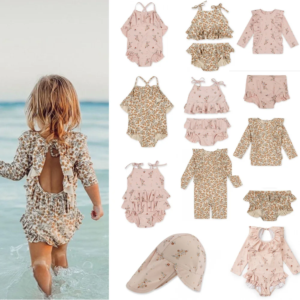 Floral Printed Boys Girls Swimwear Kids Beach Wear KS Brand Summer Baby Bikinis Set Child Swimsuit Toddler Bikini Swimming Suit |