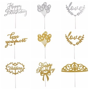 

1pc Multi-color Cupcake Cake Topper Happy Birthday Cake Flags For Family Birthday Party Baking Decoration Supplies