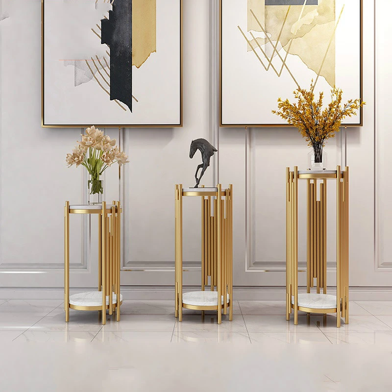 Mild Luxury Marble Flower Stand Living Room Storage Rack Next To Tv ...