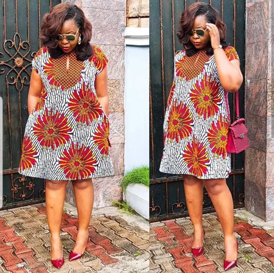 Africa Clothing Summer V-neck Dress Ladies 2020 African Clothes 4Colors Plus Size Pocket Elegant Dashiki Print African Dresses for Women Robe Africa Clothing