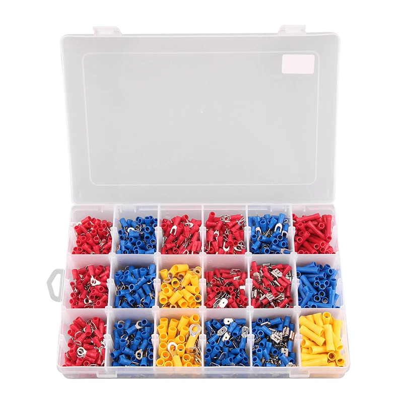 

BMBY-1200 X Assorted Insulated Electrical Wire Terminal Crimp Connector Spade Set Box