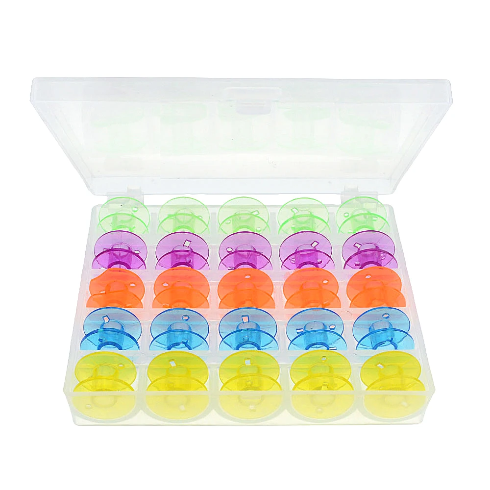 

25Pc Sewing Machine Bobbins Spools Empty Bobbins Spools Sewing Machine Plastic Storage Box For Home Sewing Accessories Tools