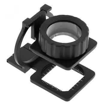 

20X 28mm Portable Mini Tri-Folding Scale Zinc Alloy Detection Desktop Glass Magnifier for Repairing and Inspection