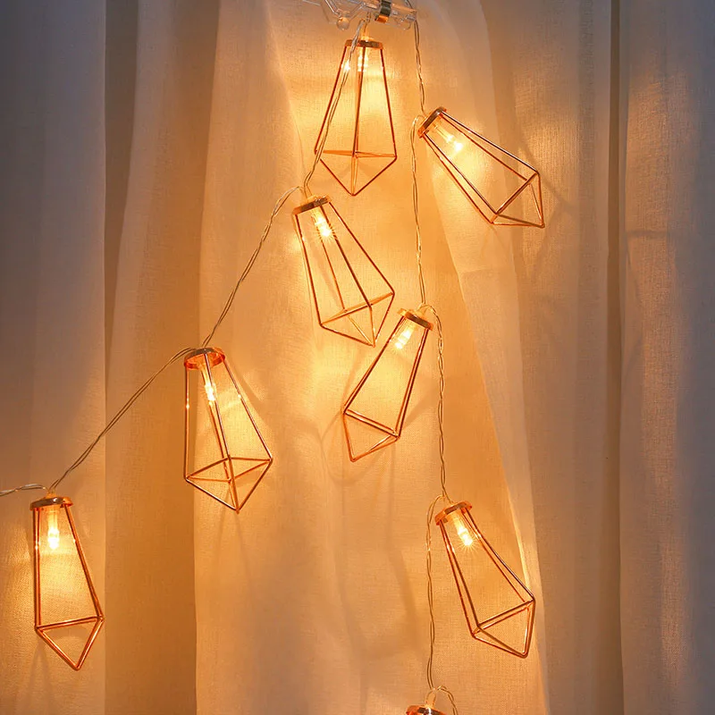E14 10LED металлический светильник в форме бриллианта, гирлянда с питанием от USB, домашнее рождественское украшение