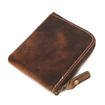 

Retro Zipper Handmade Wallet for Women 100% Genuine Leather Men or Women Wallets and Purses Credit Card Holder and Coin Wallet