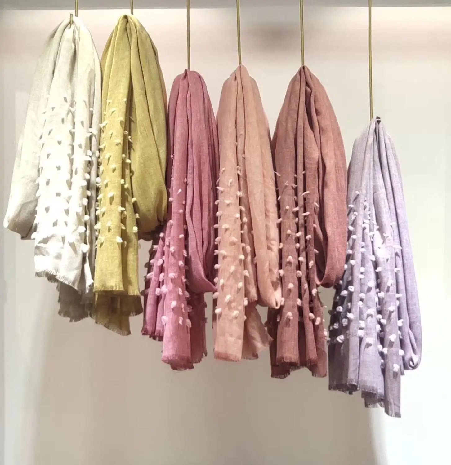 

2019 New Autumn Cotton Plain Scarves Shawl Muslim Long Pompon Solid Color Fringe Wrap Scarf Hijab Muffler 12 Color Free Shipping