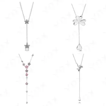 

YDX 925 Sterling Silver Pendant Charm Contracted Design Necklace Clavicle Chain Fit DIY Original Women Jewelry