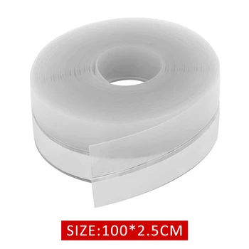 

Bathroom Kitchen Mildewproof Waterproof Silicone Transparent Tape Sink Gap Door Toilet Corner Line Seal Strip Sticker 100*2.5cm