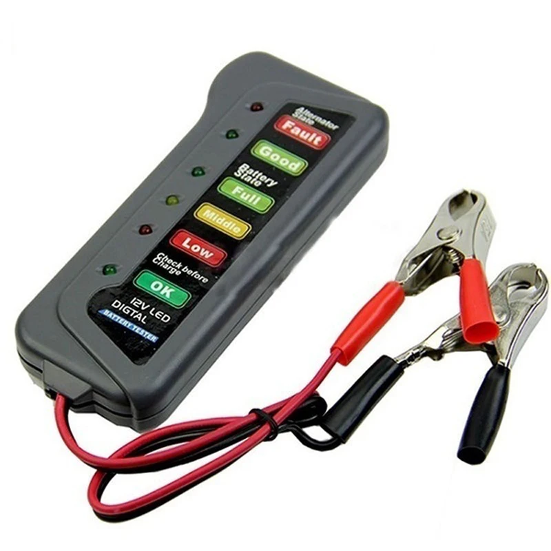 12V LED Digital Battery Tester Alternator with Two Clips For Car Motorcycle Trucks | Автомобили и мотоциклы