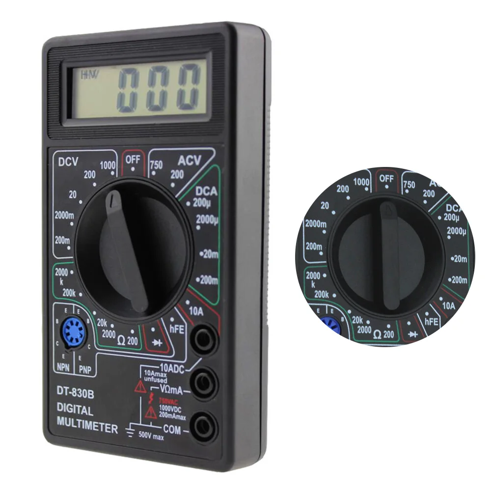 DT830B ЖК-цифровой мини-мультиметр Вольтметр Амперметр Омметр DC AC 750/1000 в ток ручной тест er тест на защиту с зондом