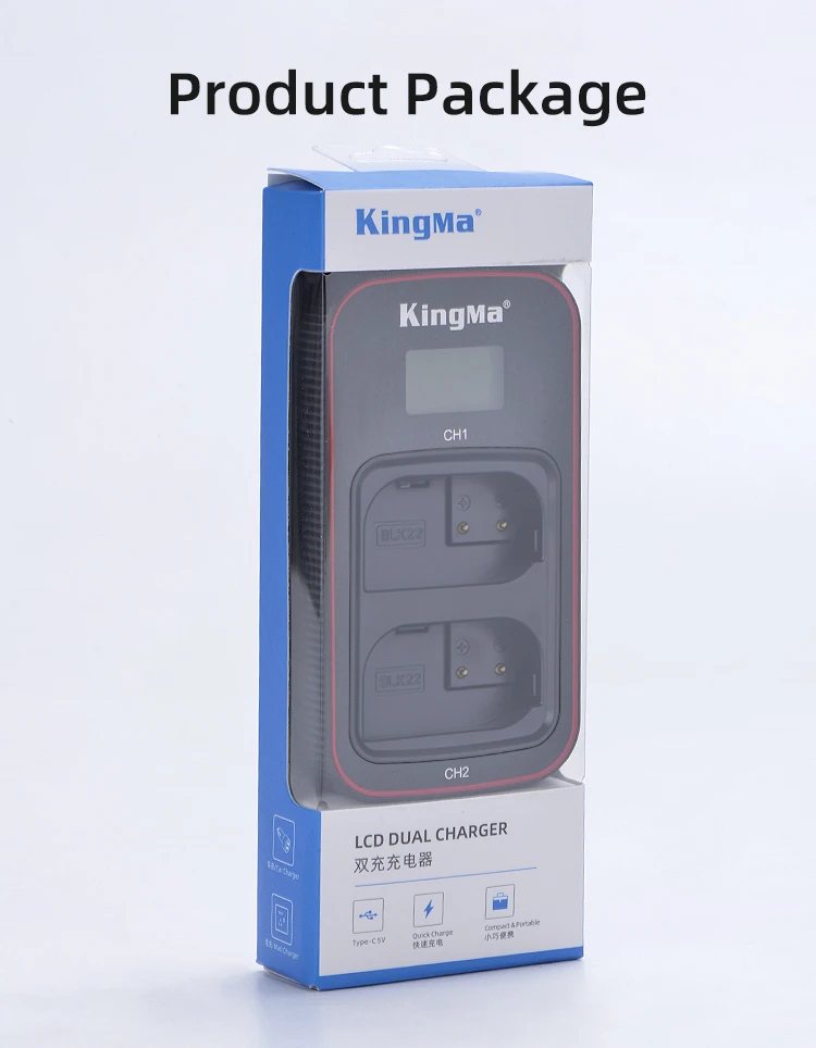 Kingma DMW-BLK22 lcd duplo usb carregador para