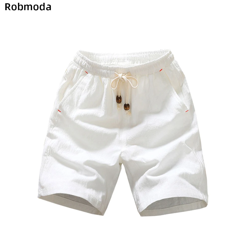 Новые летние хлопковые шорты свободные мужские повседневные шорты черный белый шнурок талии Бермуды Шорты мужские повседневные большие размеры M-5XL