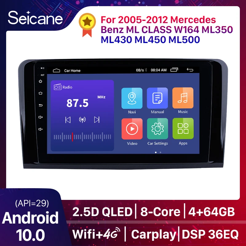 Seicane Android 10 0 Автомобильный мультимедийный плеер 2Din GPS для 2005 2006 2007-2012 Mercedes Benz ML CLASS