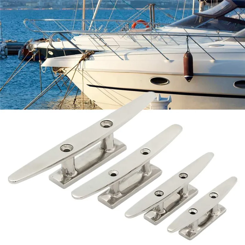 4" 5" 6" 8" Low Flat Cleat 316 Stainless Steel 2 Hole Hardware Boat