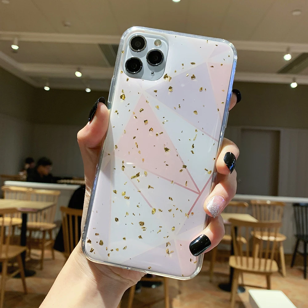 LOVECOM золотой порошок геометрический граффити чехол для телефона для iPhone 11 Pro Max XR XS Max 6 6S 7 8 Plus X Мягкая эпоксидная задняя крышка подарок - Цвет: n