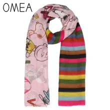 OMEA розовый шарф с рисунком собаки для женщин Прекрасный Радужный Шелковый шифоновый шарф Женская шаль весна лето пончо и накидки тонкий шарф