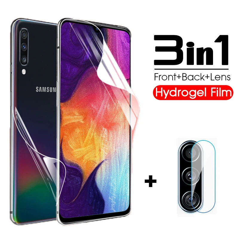 3 в 1 Передняя и задняя Гидрогелевая пленка для защиты экрана Samsung Galaxy A11 A21 A31 A41 M11 M21