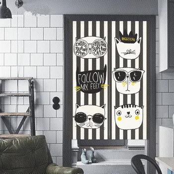 

Cartoon Animals Nordic Style Print Linen Cotton Curtain Door Kitchen Curtain Study Cloakroom Kids Room Decoration