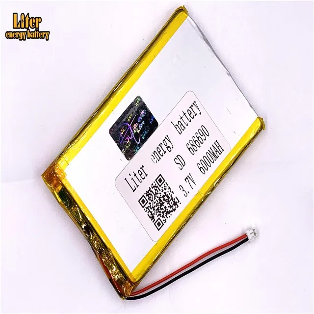 1,5 мм 2pin разъем 686690 6000mah 3,7 V литий-ионная полимерная аккумуляторная батарея для цифровой камеры