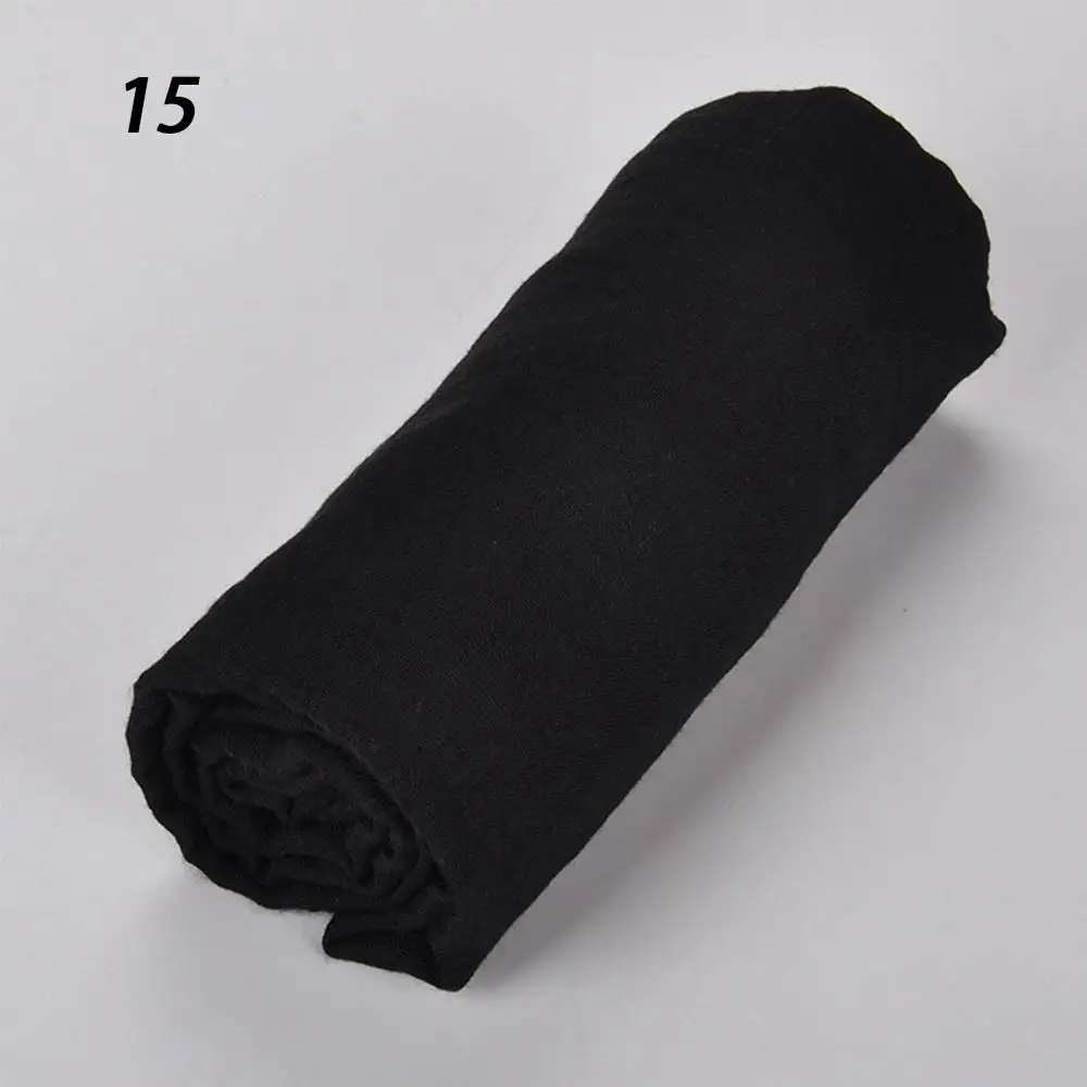 15 Black Sparsil женские летние мягкие TR хлопковые шарфы Ретро кисточки сплошной цвет 180x90 шали женские тонкие палантины хиджаб пляжный праздничный шарф - Цвет: 15 Black