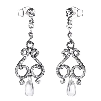 

Authentic 925 Sterling Silver Earring Chandelier Droplets Hanging Crystal Earrings For Women Wedding Gift Fine Diy Jewelry