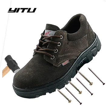 

YITU Dropshipping Indestructible Shoes Men Steel Toe Cap safty shoes Cow Suede Anti-smashing anti-piercing Work Boots