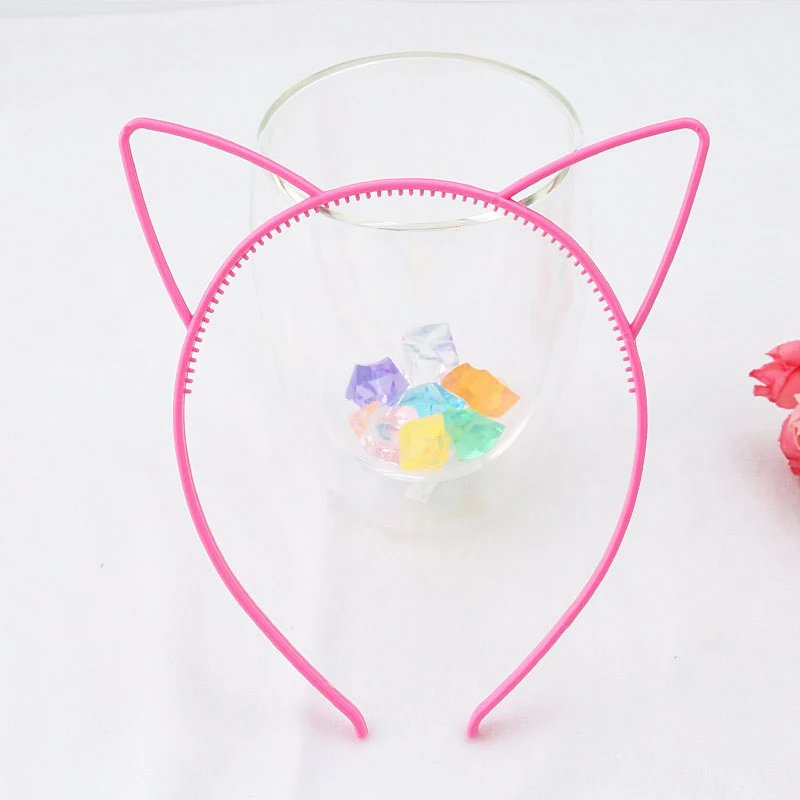 Pink cat ear 12 шт./лот, ободок для волос с единорогом для женщин и девочек, пластиковый обруч для волос с зубцами, кошачьи ушки, ободок, ободок, карамельный, золотой, серебряный, аксессуары для волос - Цвет: Pink cat ear