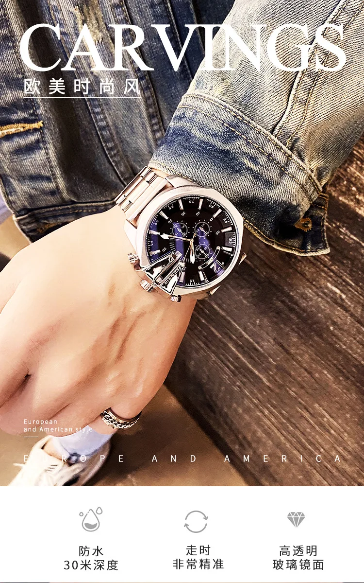 Big Dial Watch For Men Wrist Watches 2022 Stainless Steel Calendar Waterproof Creative Quartz Watches relogio masculino New