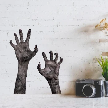 

1PC Three-dimensional Devil Handprint Halloween Wall Sticker Waterproof Removable Visual Scary Ghost Window Horror Decals Decor