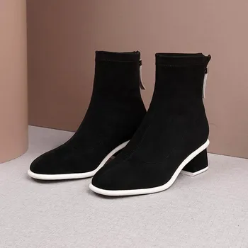 

Zorssar Women Boots Ankle Boots Elastic Boot Socks Boots With Suede Elastic Cloth Sweat-Absorbing Breathable Boots Fashion Boots