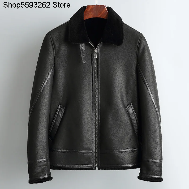

Haining Fur One Piece Male Genuine Leather True Fur Jacket Sheep Sheepskin Shearing Lapel Short Money Fur Coat