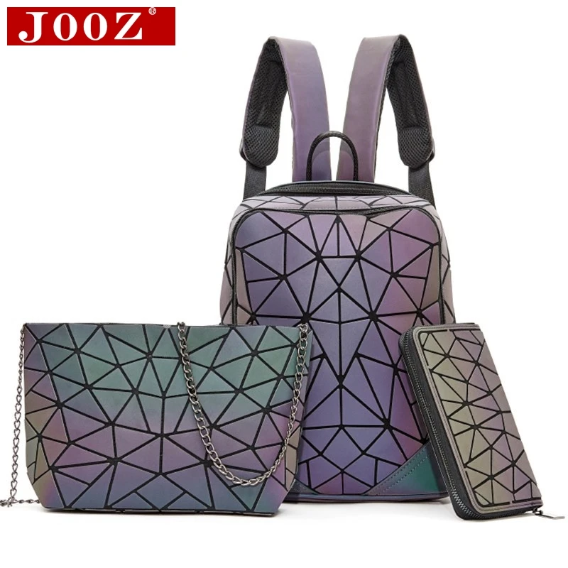 

Stylish Sequin Triangle Luminous Backpack for Women Shoulder Rucksack Female set Backbag Girls backpacks Holographic sac a dos