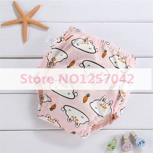 Pink Rabbit Детская Пеленка из моющейся ткани, непромокаемые детские подгузники с мультяшным рисунком, многоразовые тканевые подгузники, хлопковые детские тренировочные штаны, нижнее белье - Цвет: Pink Rabbit