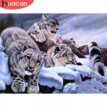

HUACAN 5D DIY Diamond Embroidery Animal Full Square Rhinestones Kit Diamond Painting Wolf Mosaic Leopard Snow Home Decoration