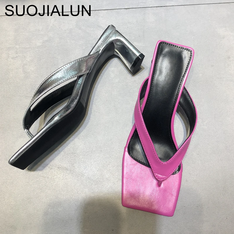 SUOJIALUN 2021 новые женские шлепанцы Шлепанцы без задника с открытыми пальцами