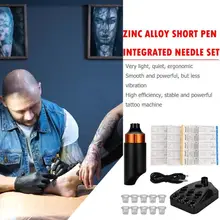 Портативная машинка для татуажа, Перманентный Набор для боди-арта, для макияжа, иглы, картриджи, инструменты, гладкий, мощный, с меньшим объемом вибрации
