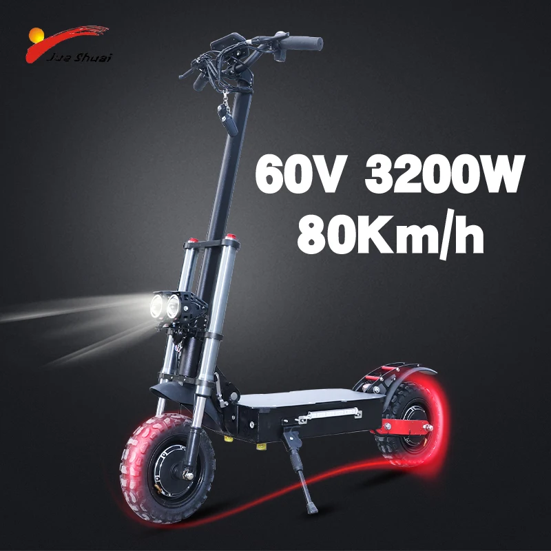 

60V3200W Powerful Electric Scooter 11inch Off Road Dual Motor Wheel Fat tire e scooter Long Hoverboard Foldable Adults Scooters