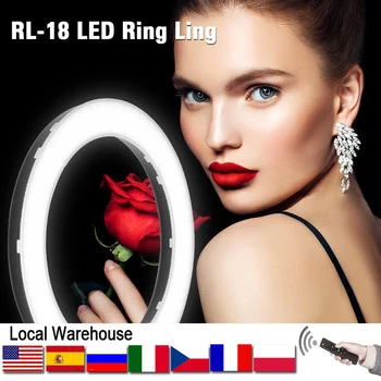 

LED Ring Light 18 Inch Remote control Ring Lamp Photo light ring Tripod Phone holder YouTube makeup Studio photography ringligt