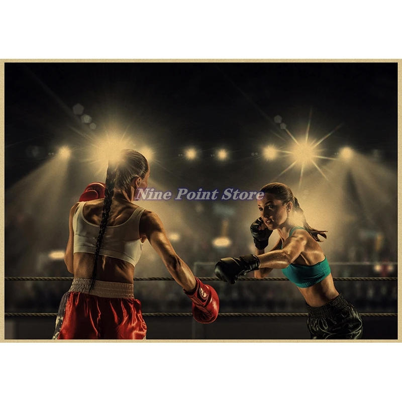 thumbnail image 1 of Póster de pintura de papel Kraft para entrenamiento de fitness y boxeo, pegatinas de pared para gimnasio, decoración del hogar, 1 of 5