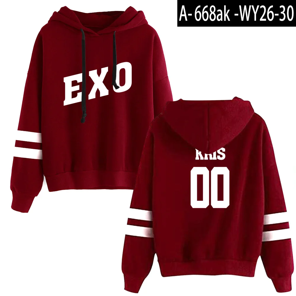 Красный KPOP фанаты куртка с капюшоном EXO женская одежда забавные дамы Jpop толстовки кофты хип хоп полиэстер/хлопок Harajuku спортивный костюм - Цвет: Red