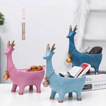 

Creative Lucky Resin Deer Animal Key Phone Storage Box Ornaments Home Furnishing Decoration Crafts Porch Cute Cat Jewelry Box