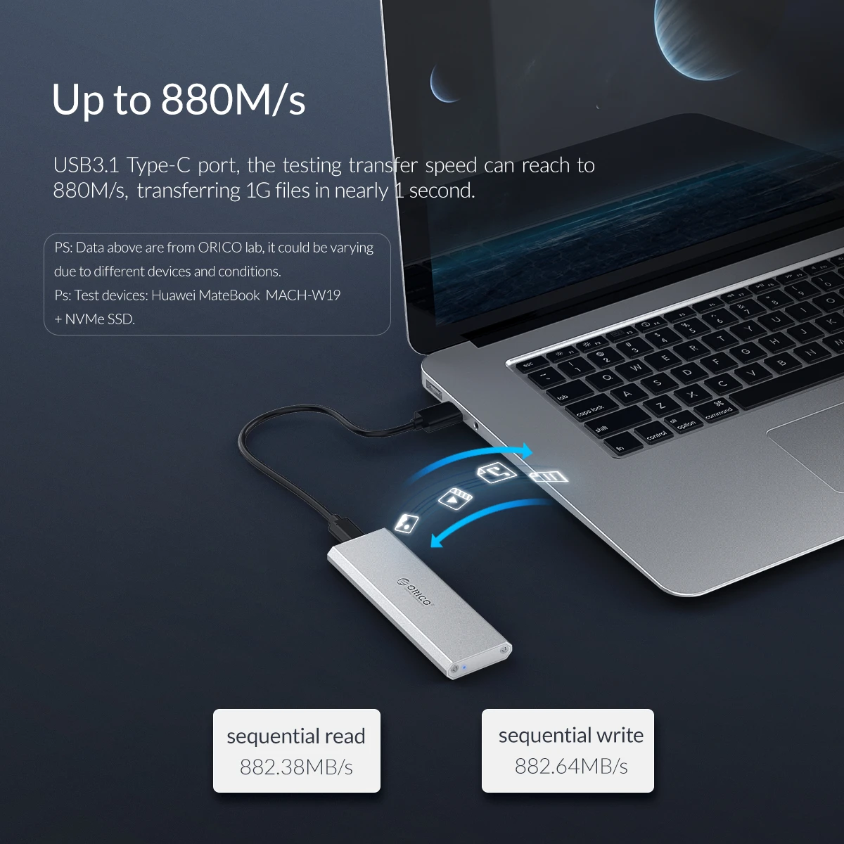 ORICO NVME корпус Поддержка UASP 10 Гбит/с M2 SSD чехол M.2 для Тип usb C 3,1 ssd-адаптер для 2230 2242 2260 2280 nvme M.2 SSD