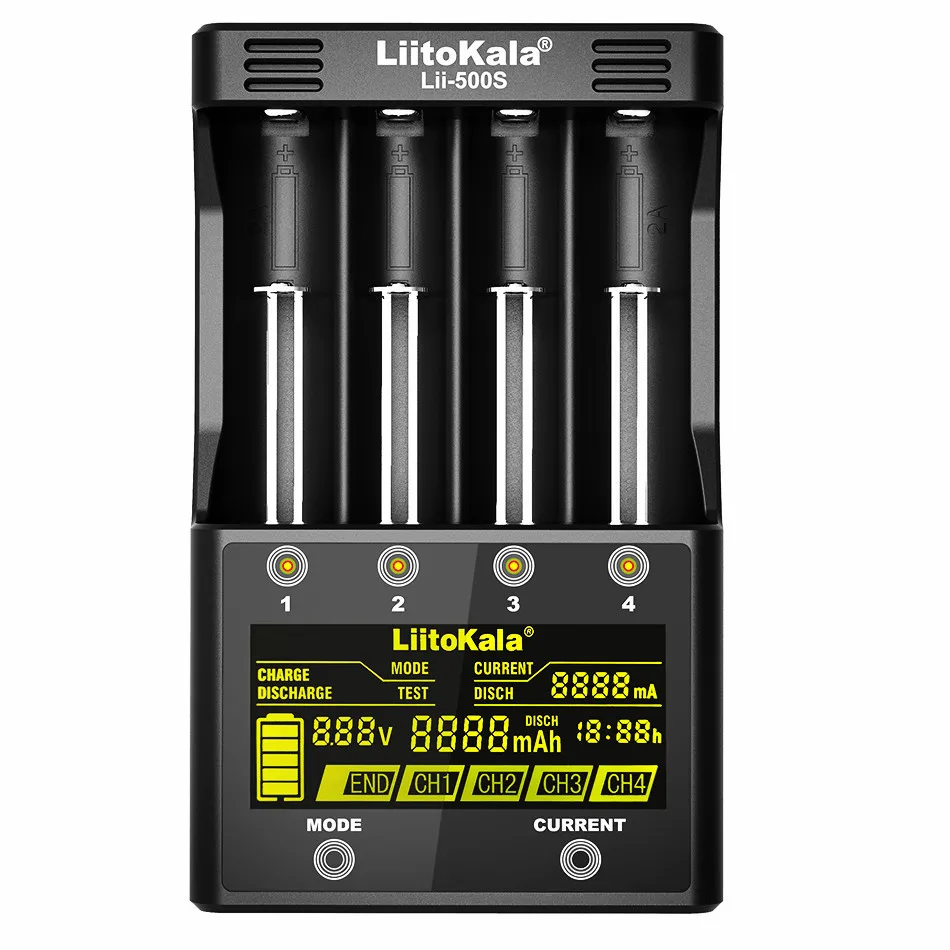 

Liitokala Lii-500S LCD 18650 Charger Four-Slot Multi-functional Touch Screen Measurable Capacity