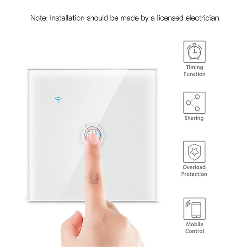  1/2/3 Gang 1 Way Tuya WiFi Smart Switch Wall Light Switch WiFi Single live line for application wit - 4000366697945